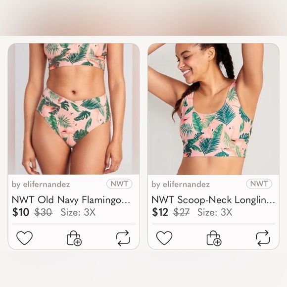 NWT Old Navy Flamingo Bikini bottom Women's Plus Size 3x Pink and Green NWT - Picture 6 of 6